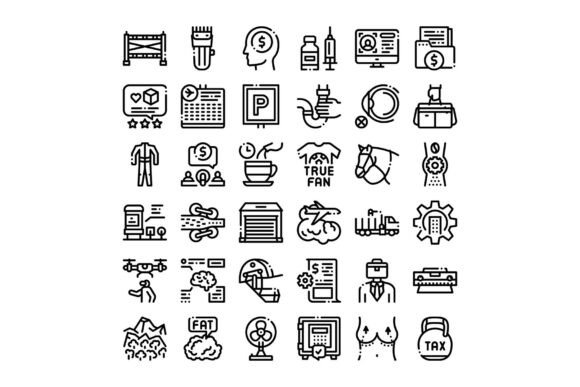Black Outline Set of Diverse Modern Icons