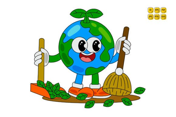 Cartoon Earth Character Vector Art 04