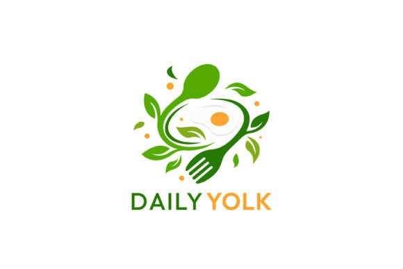 Detailed Spoon Fork Egg Leaf Logo