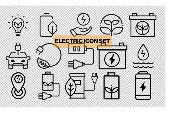 Eco Electric Line Icon Set Bundle