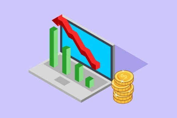 Financial Downturn Laptop with Chart