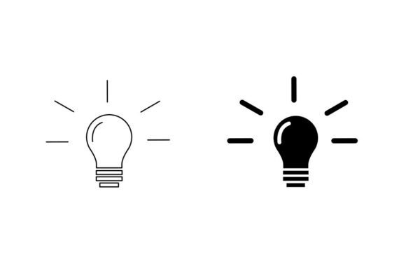 Lamp Icon in Outline Silhouette Style