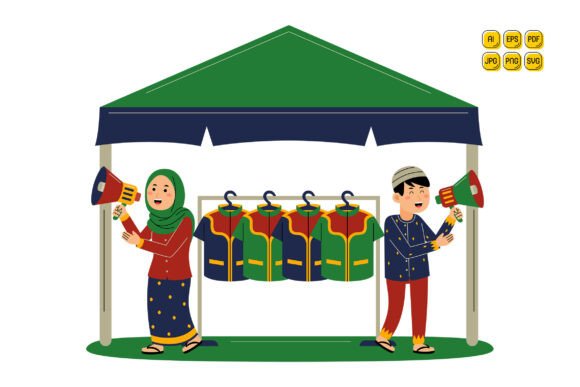 Muslim Couple Selling Clothes at Outdoor: A Versatile Visual Asset for Modern Creative Professionals