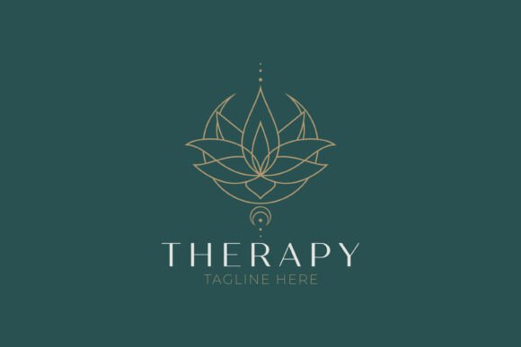 Therapy Lotus Flower Logo Wellness Brand